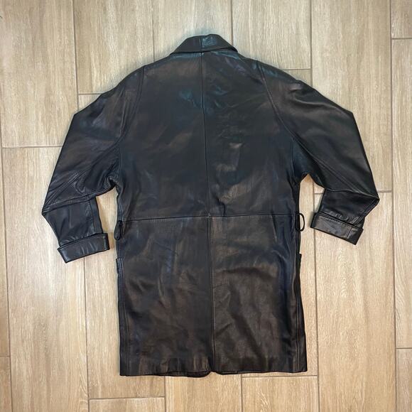 ADA Collection Vintage Black Genuine Leather Long Coat Blazer Jacket Women’s M - Picture 2 of 8